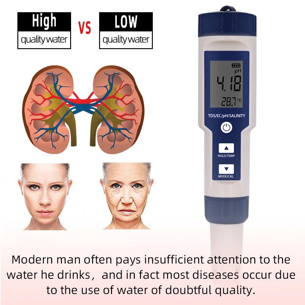 5 в 1, измеритель солености PH – обзор и цена Ph Meter Digital Water Tester