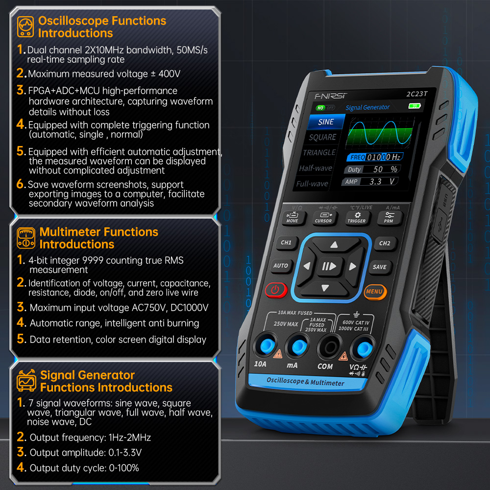 Цифровой осциллограф 3-в-1 2C2 – обзор и цена Fnirsi Digital Oscilloscope Handheld